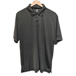 C9 by Champion L Gray Black Striped Golf Polo Shirt Men's Short Sleeve Duo Dry